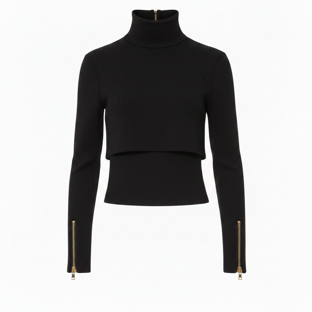 High collar top black