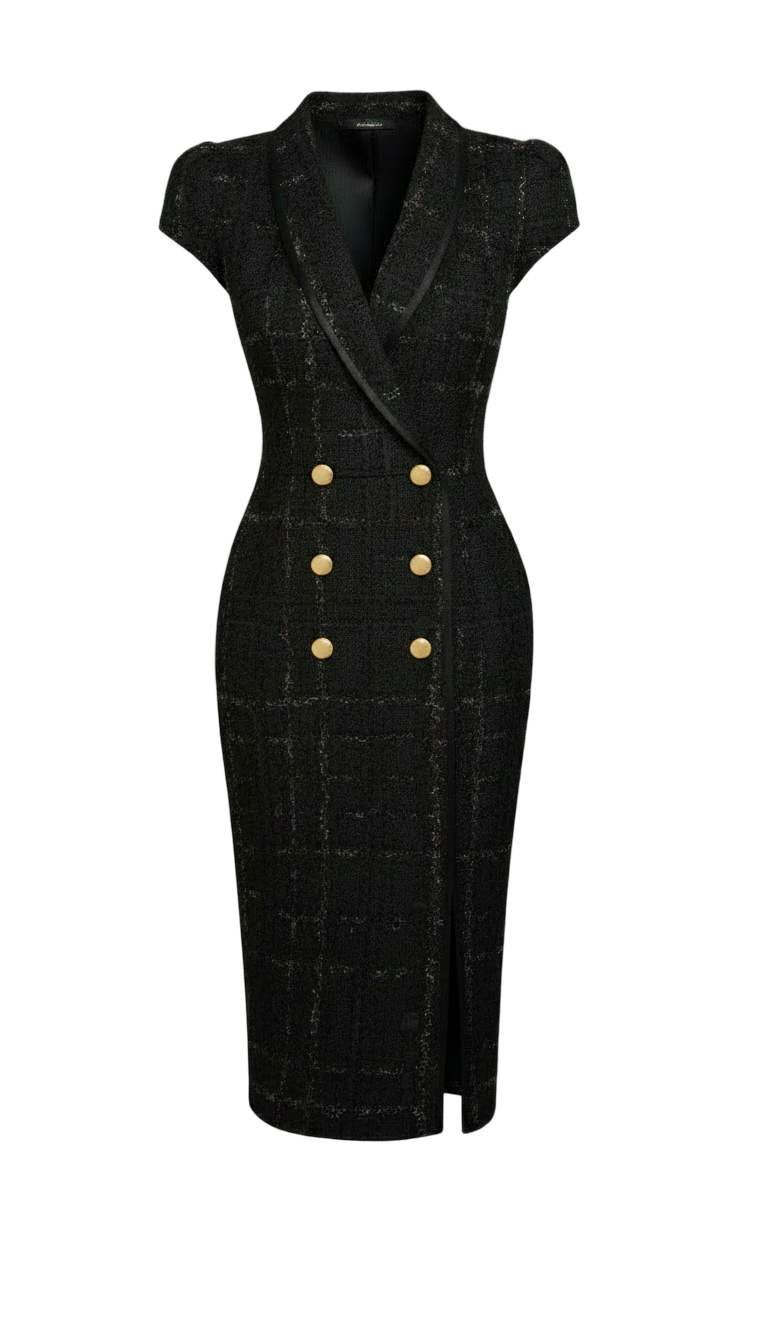 Sinclair London shall collar tweed dress