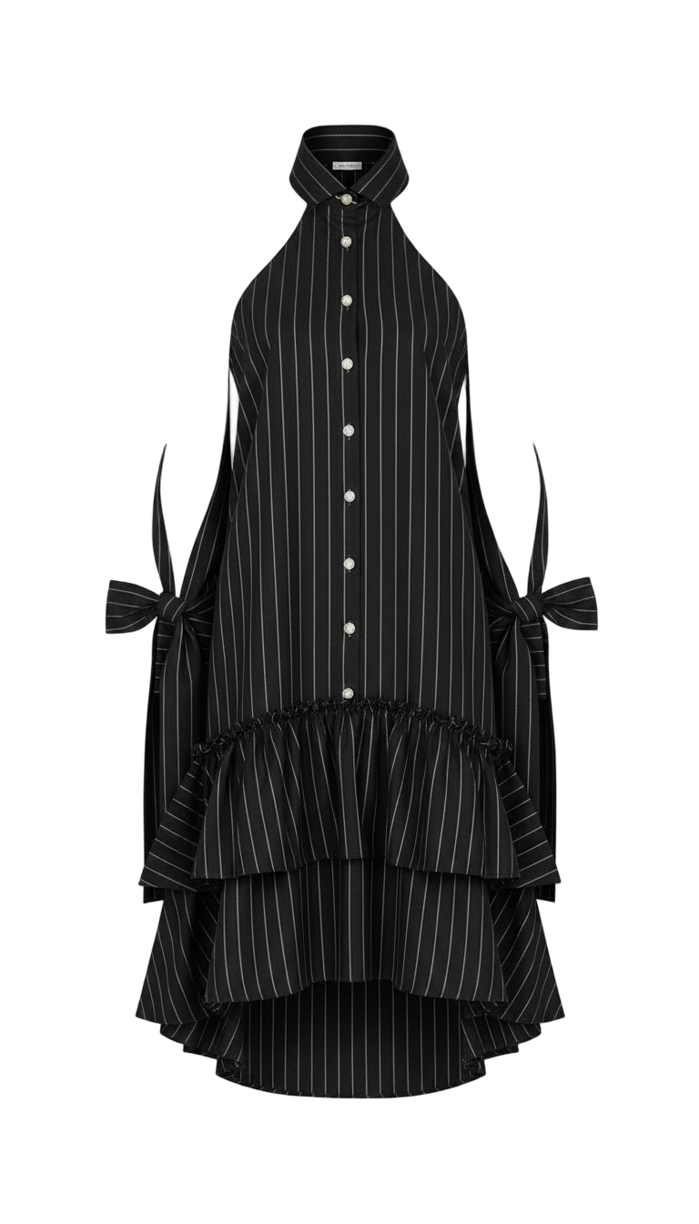 Cold Shoulder Ruffled Shirt Dress
