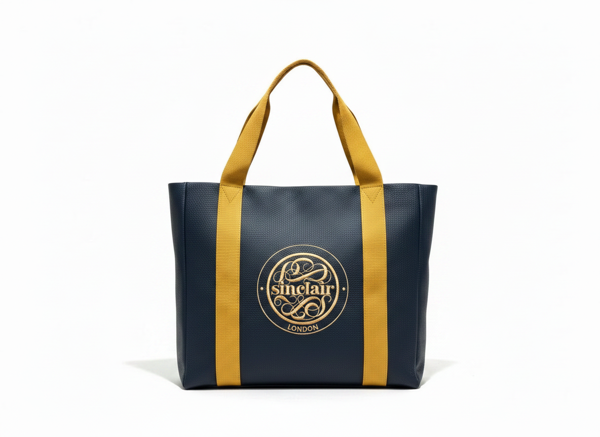 Sinclair London bags-navy-mustard-classic-tote-front-view