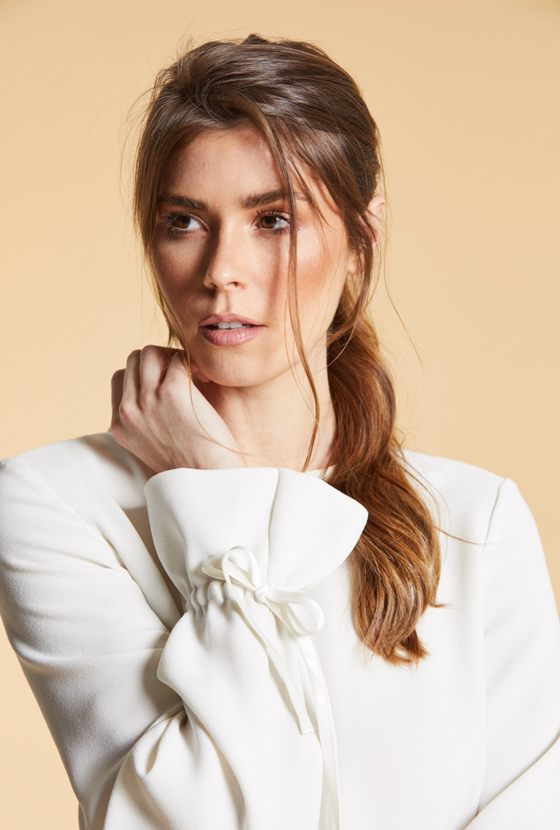 Crop top with flute sleeves - Sinclair London