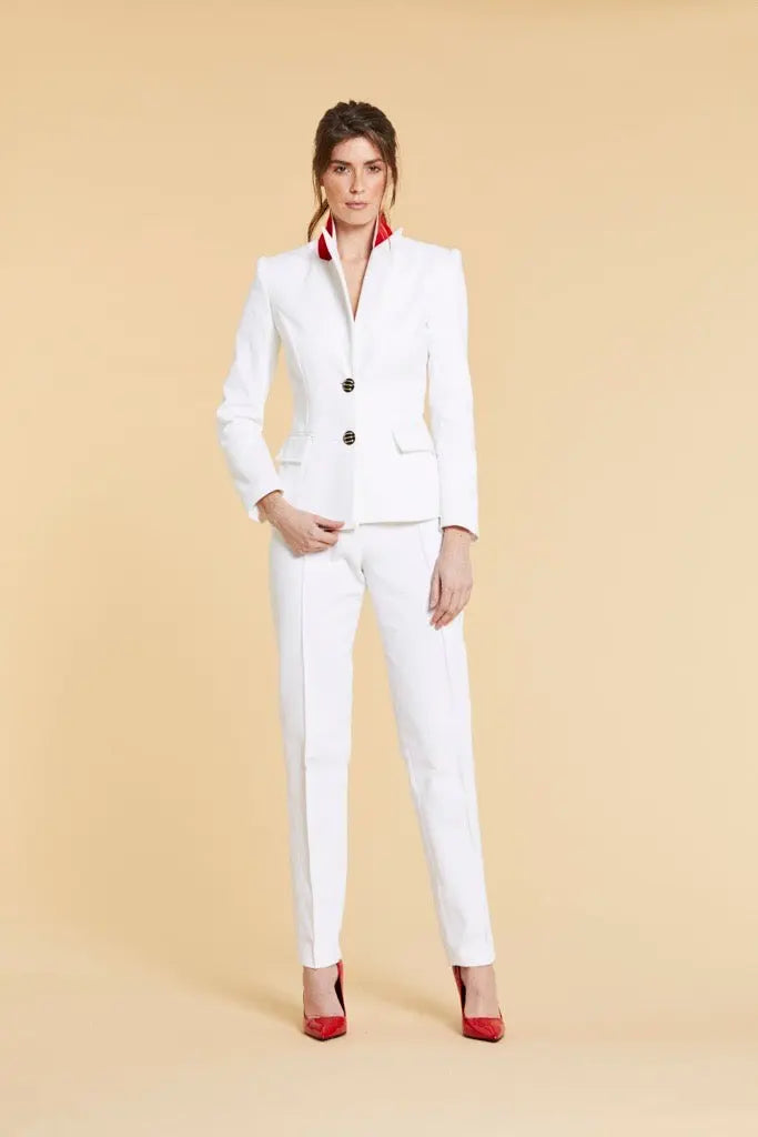 Optic Ivory Cigarette Classic Front Tailored Trouser Sinclair London
