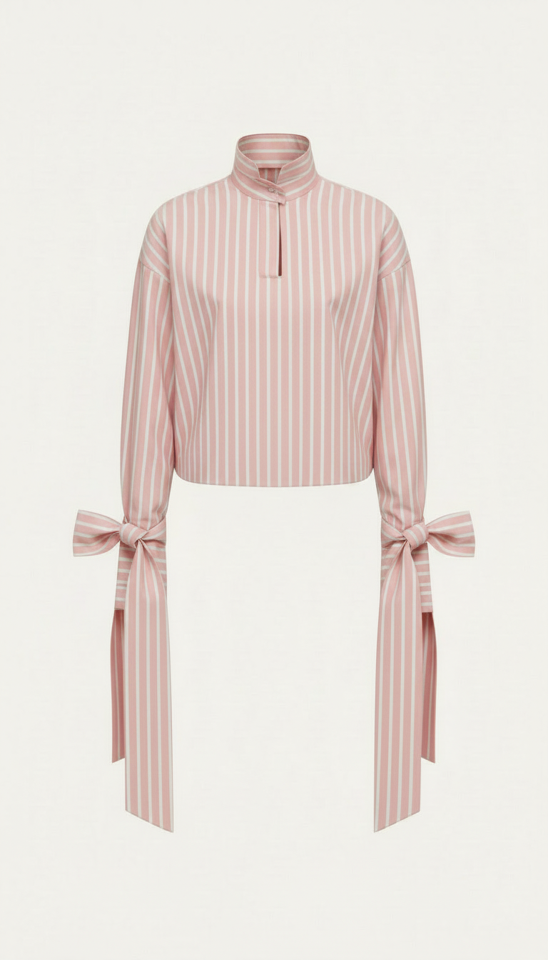 Candy Striped tailored tie shirt pink