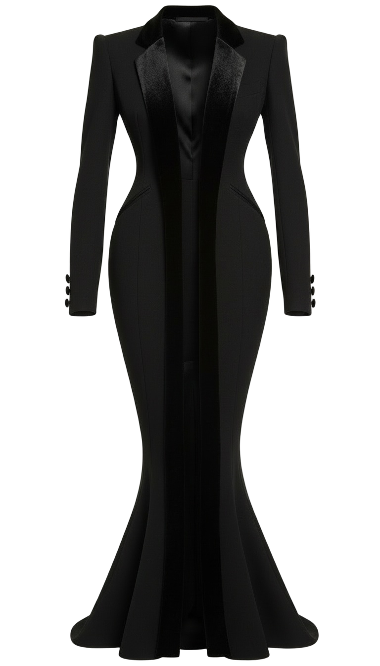 Long line lapel coat dress