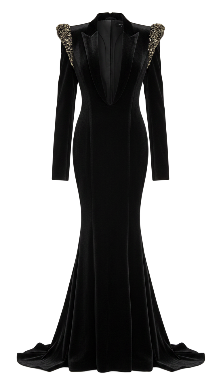 Tailored Jacket Dress with Beaded Shoulders