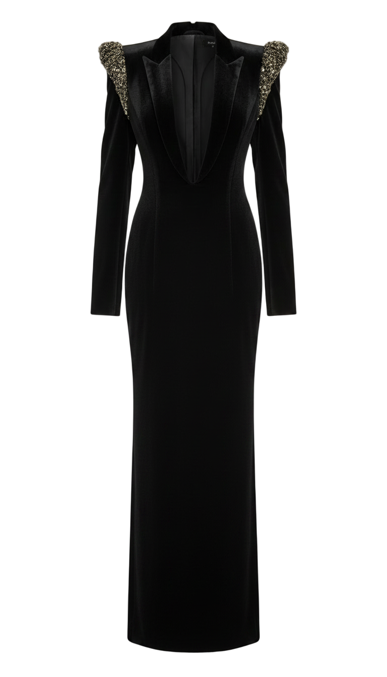 Tailored Jacket Dress with Beaded Shoulders