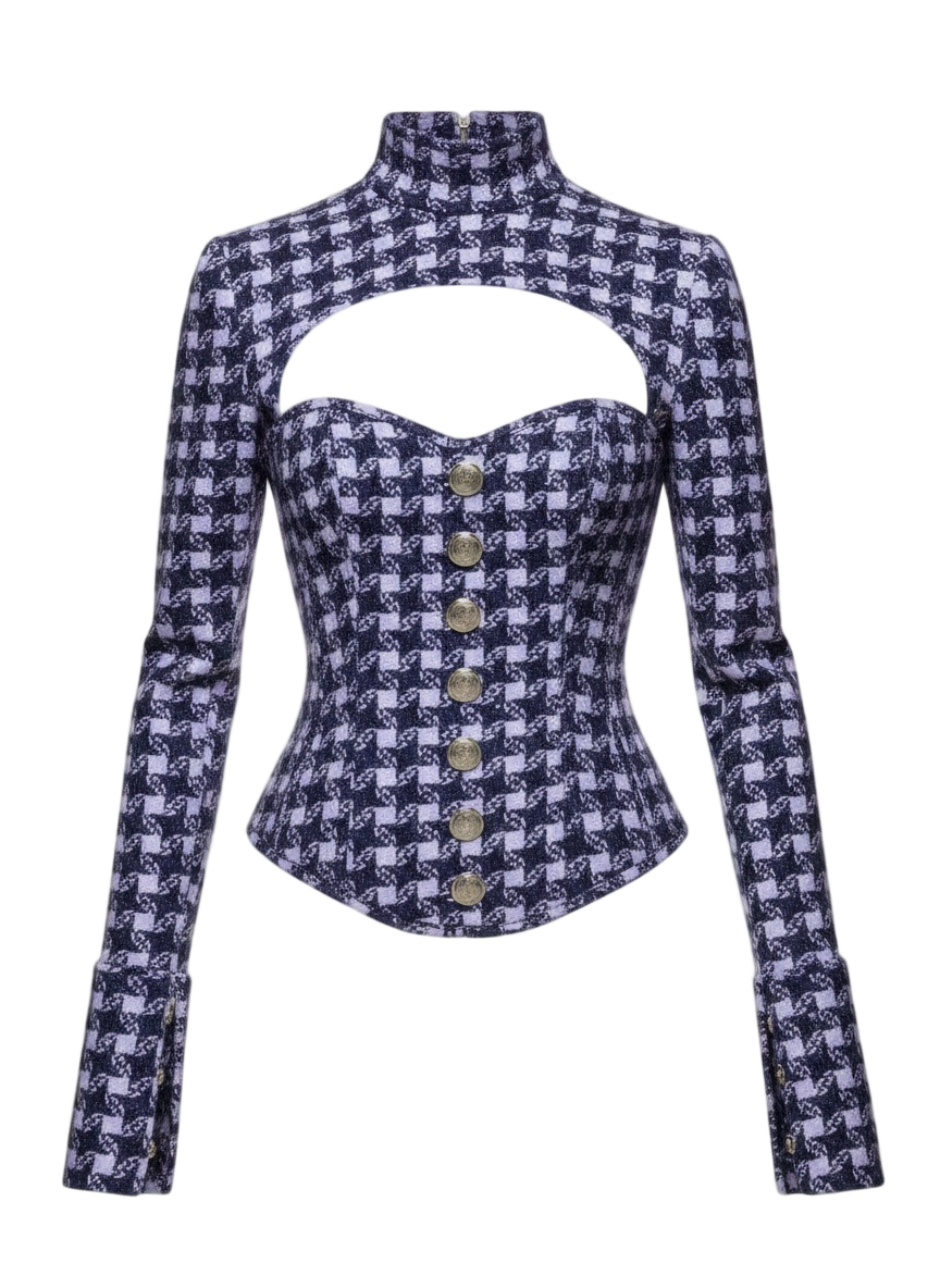 Tulip Cut-Out Button Front Top - Blue