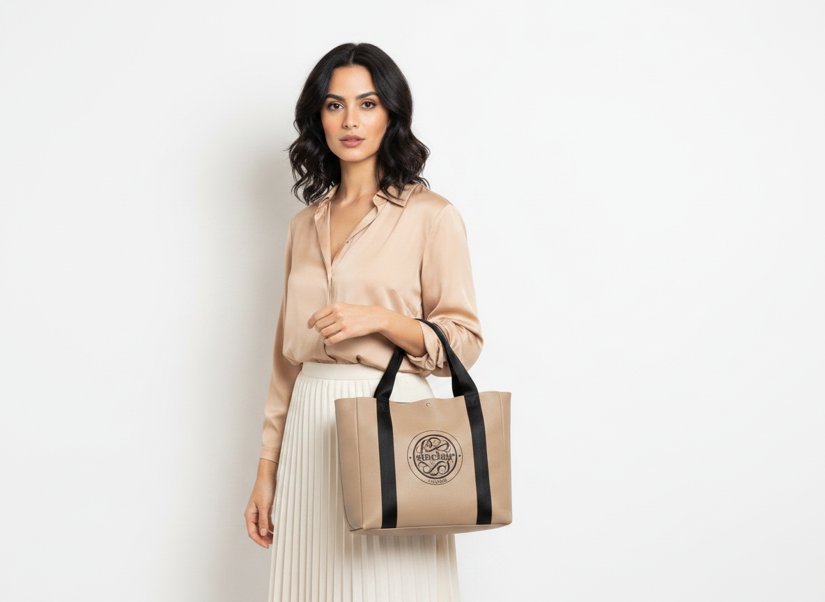 Stone and Black Classic Tote