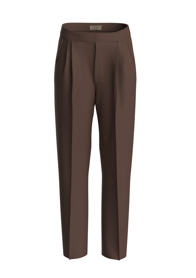 Mocha Cigarette Pleated Front Tailored Trouser